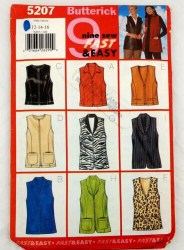 5207 BUTTERICK LINED ZIP,  COLLAR  POCKET OR NOT VEST LENGTHS PATTERN 6-10; 18-22 choice